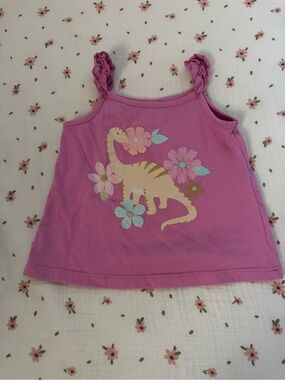 Macy's Purple-Pink Dino Floral Ruffle Tank Top
